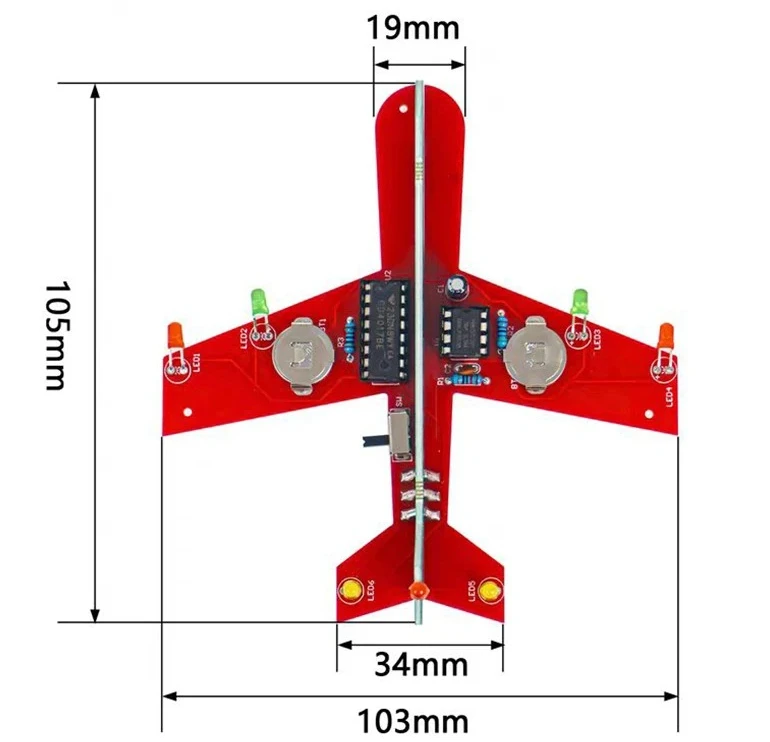 

CD4017 Small Aircraft Flow Light LED Fun Science Electronic Component Welding and Assembly Practice