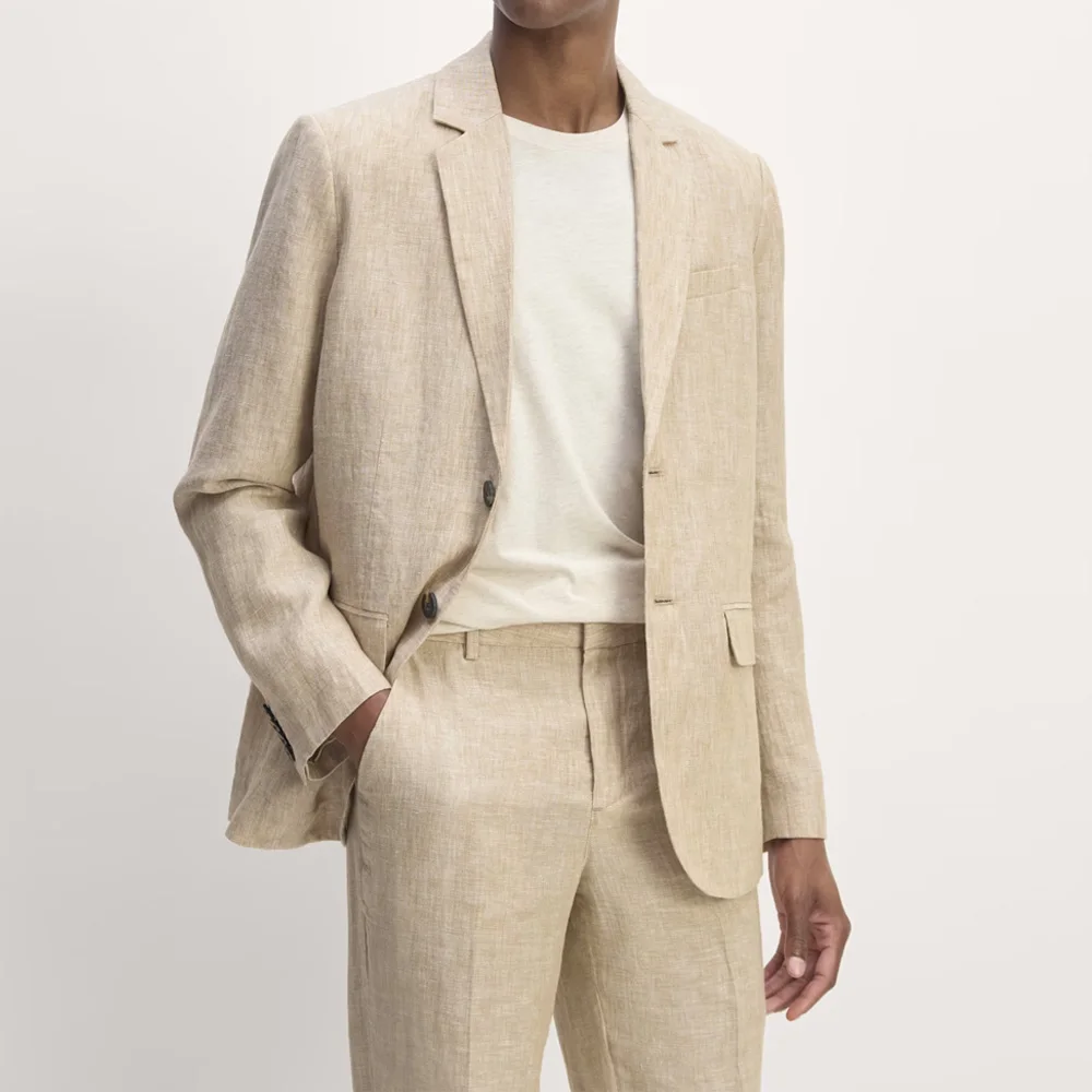 

Linen Fabric Man Dress Suits High Quality Men's Suit Business Two-piece Set Casual Lightweight Comfortable Matching Sets Outfits