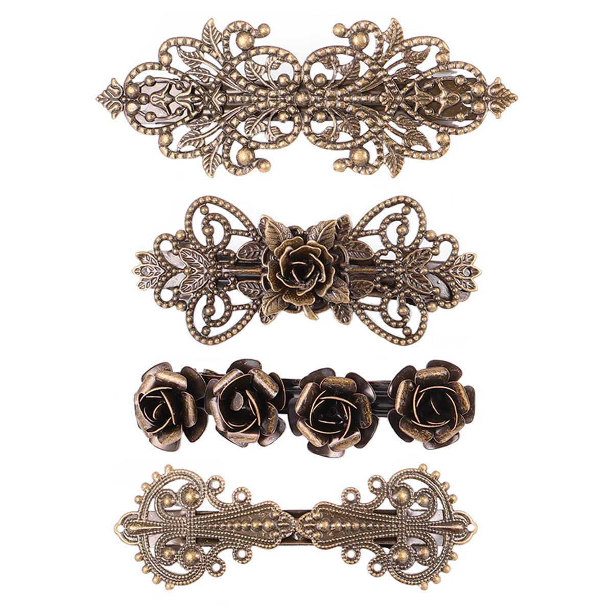 4pcs Vintage Pin Copper Hair Clip Barrettes For Women Girls European Style Headdress Hair Accessories Durable Daily Use Wedding