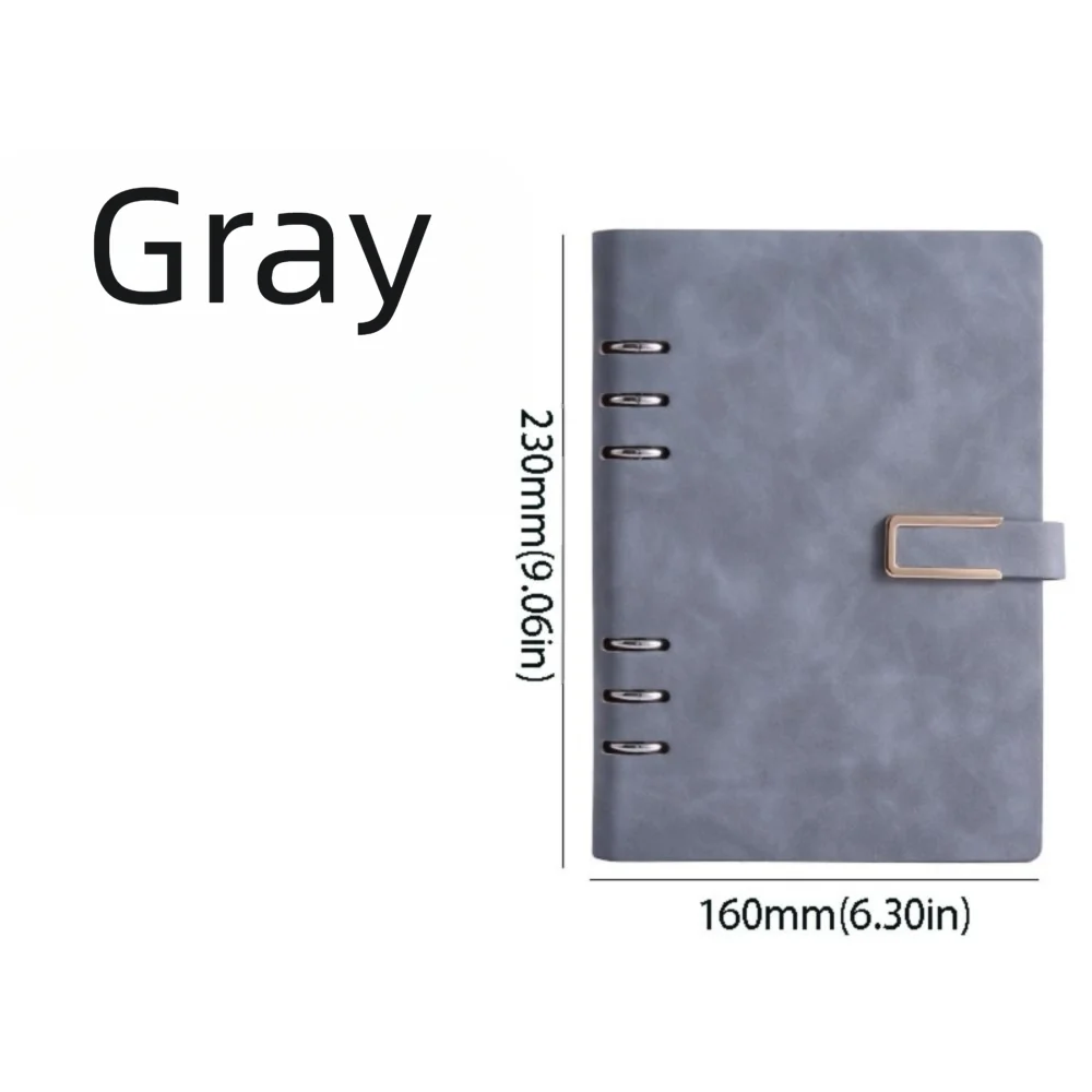 Detachable Metal Clip A5 Notebook 100 Sheets Leather Cover Loose Leaf Notebook Hardcover 200 Pages Retro Notebook Office Use