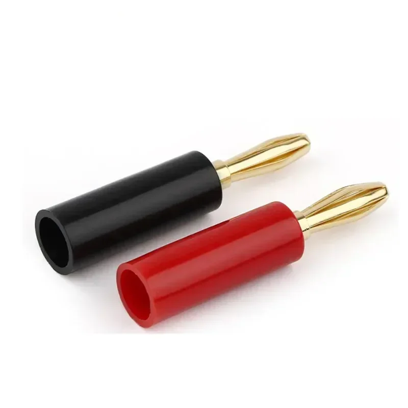 4mm Banana Plug Connector Male Audio Jack Speaker Terminal Gold Plated Conector DIY Musical Cable Black Red Consumer Electronics