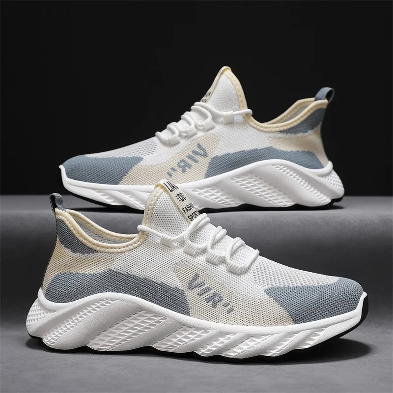 Men Running Walking Knit Shoes Fashion Casual Sneakers Breathable Sport Athletic Lightweight Men Sneakers Casual Shoes