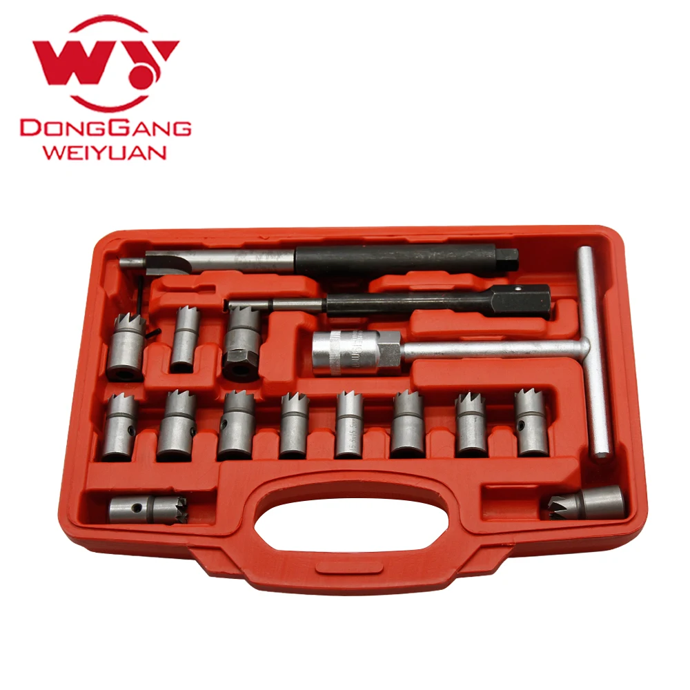 2 sets/lot WY High quality Fuel injector seat reamer (17 piece set) Repair tools, diesel engine spare parts