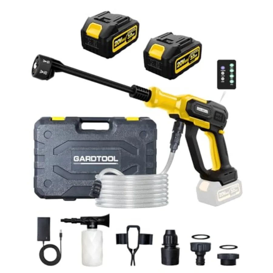 

Cordless Portable Washer for Car, Home, Patio, Driveway 1100 PSI, Brushless Motor, 2 Batteries, 6-in-1 Nozzle, 3-Level Adjustab
