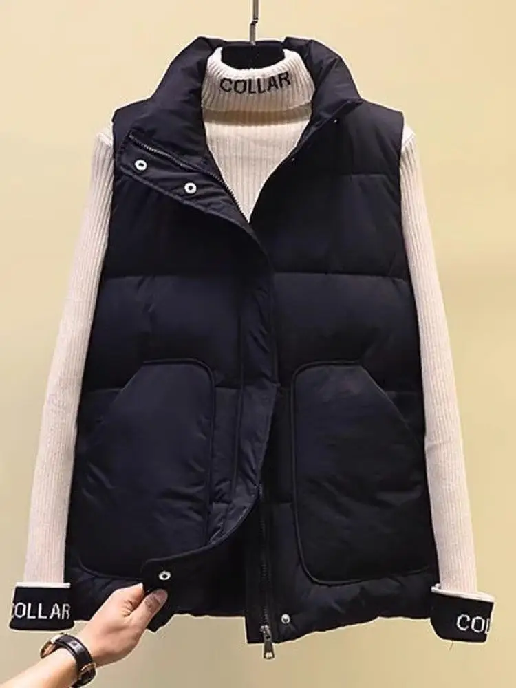 

Women's Loose down Vest 80-200 Pou Versatile Cotton down Jaet Korean Sle oulder Pad Coat Trendy Commute round Ne L...