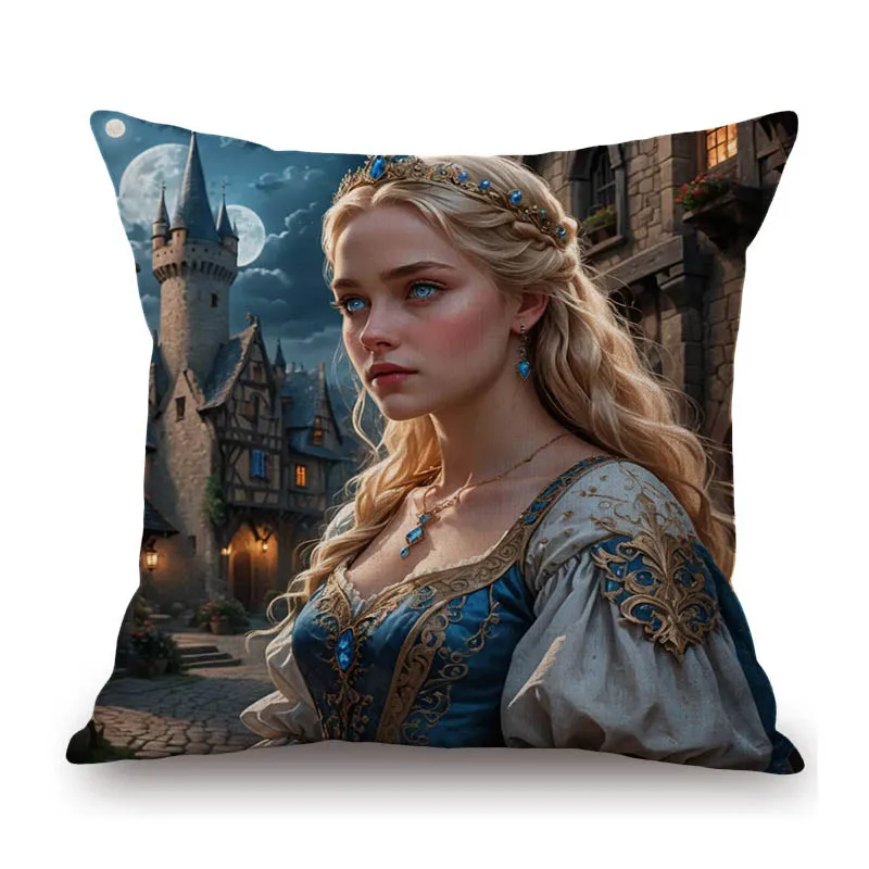 Fairy Tale Lovely Cute Princess Baby Girl Room Decoration Cotton Linen Sofa Throw Pillow Case Adorable Fairies  Cushion Cover