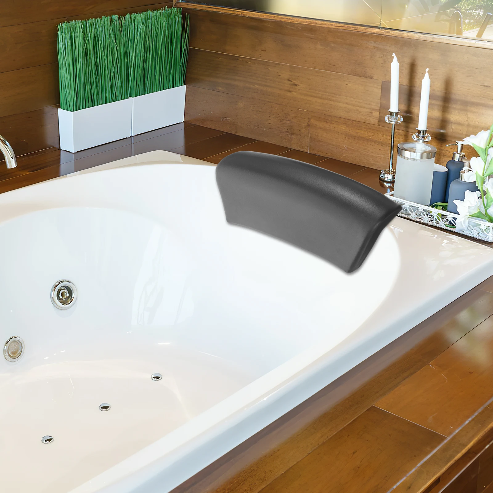 

Bathtub Headrest Pillow Non-slip Thickened Bath Pillow For Bathtub Black Bath Pillows for Tub Head Neck Support Safe Comfortable