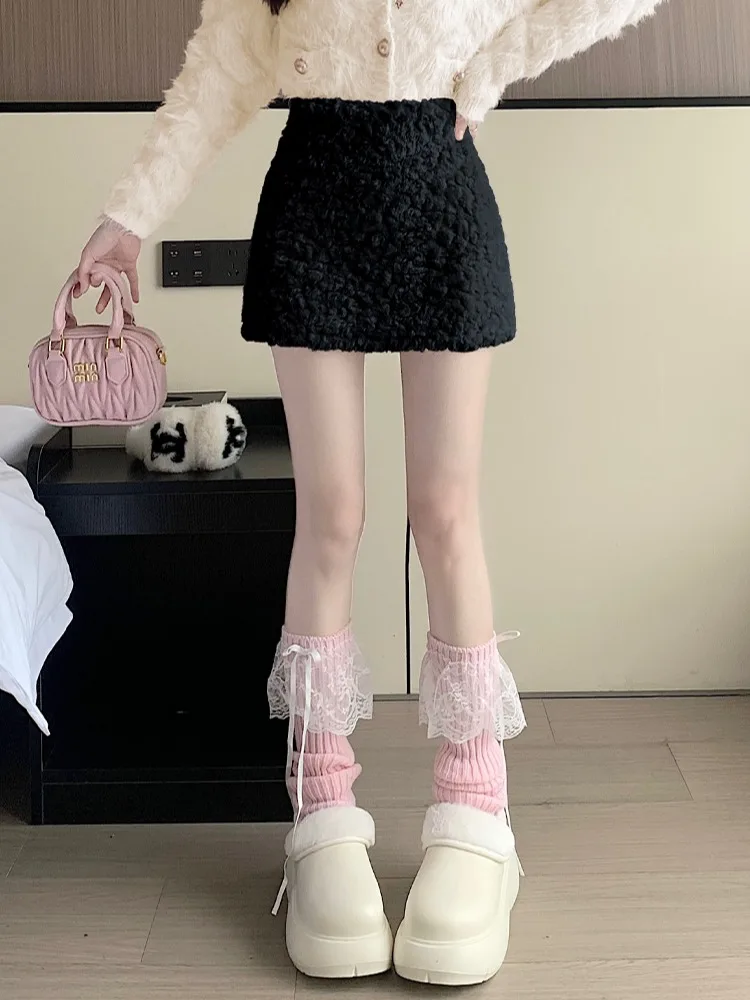 Gonna a trapezio a vita alta da donna con design a volant Gonna aderente in tessuto poliestere Sle casual Sweet Sle f-lunghezza