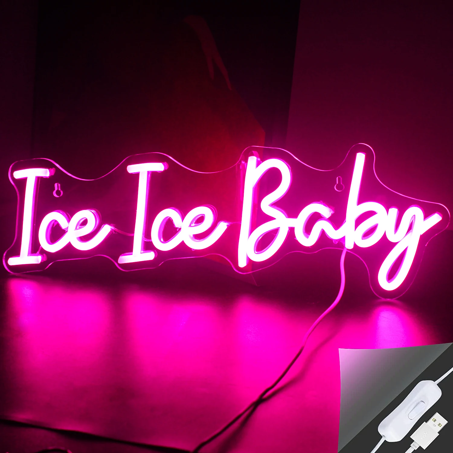 Ijs Baby Neon Bord Led Kamer Muur Decor Usb Aangedreven Opknoping Acryl Met Schakelaar Voor Slaapkamer Kinderkamer Bruiloft Verjaardagsfeest