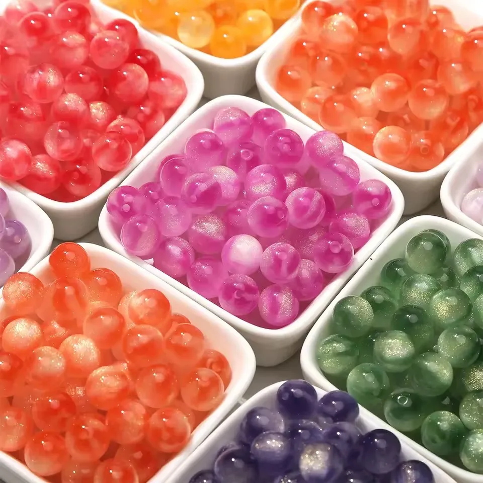 10/50pcs 10mm Resin Round Beads UV Changing Reactive Spacer Beads for DIY Necklace Bracelet Earring Jewelry Making Accessories