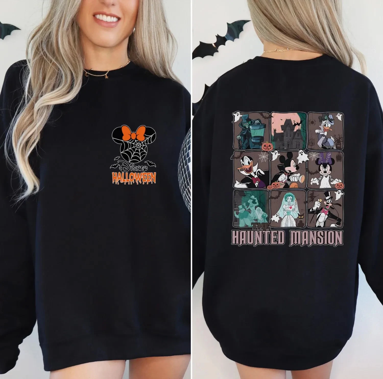 سويت شيرت ديزني ذا هانتيد مانشن سترة ديزني للهالوين ميكي آند فريندز للهالوين برقبة دائرية