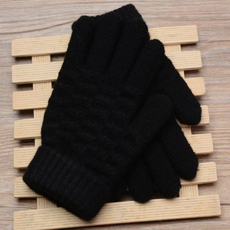 Guantes gruesos de punto para niños, manoplas elásticas cálidas para niños, Guantes sólidos para niños y niñas, Guantes de dedo dividido, moda nueva, Invierno