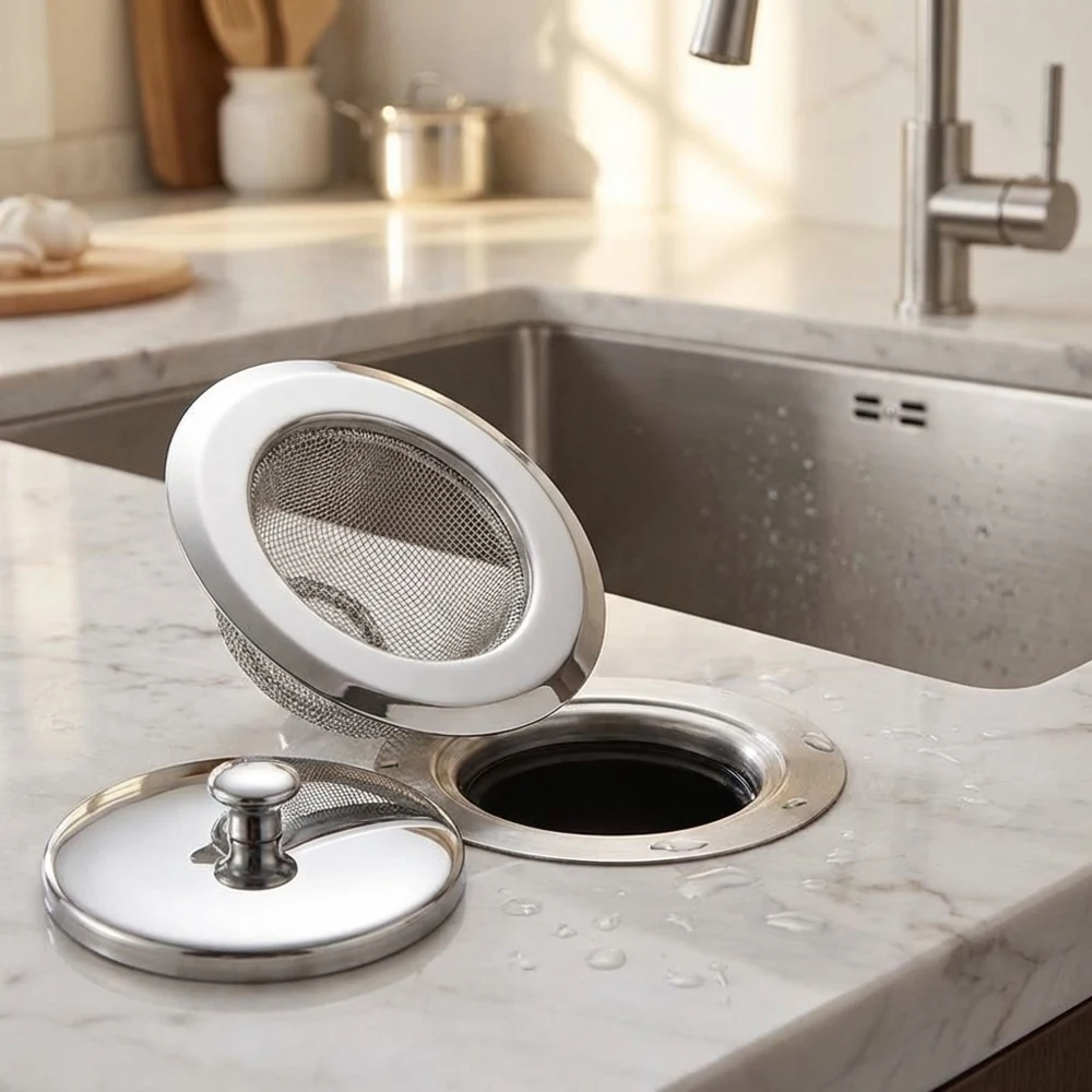 

Набор из 2-х штук: сетчатые фильтры-сетки для раковины из нержавеющей стали (11,3 см) – защита от засоров, для улавливания пищевых отходов, нержавеющие, прочные, для кухни и ванной комнаты