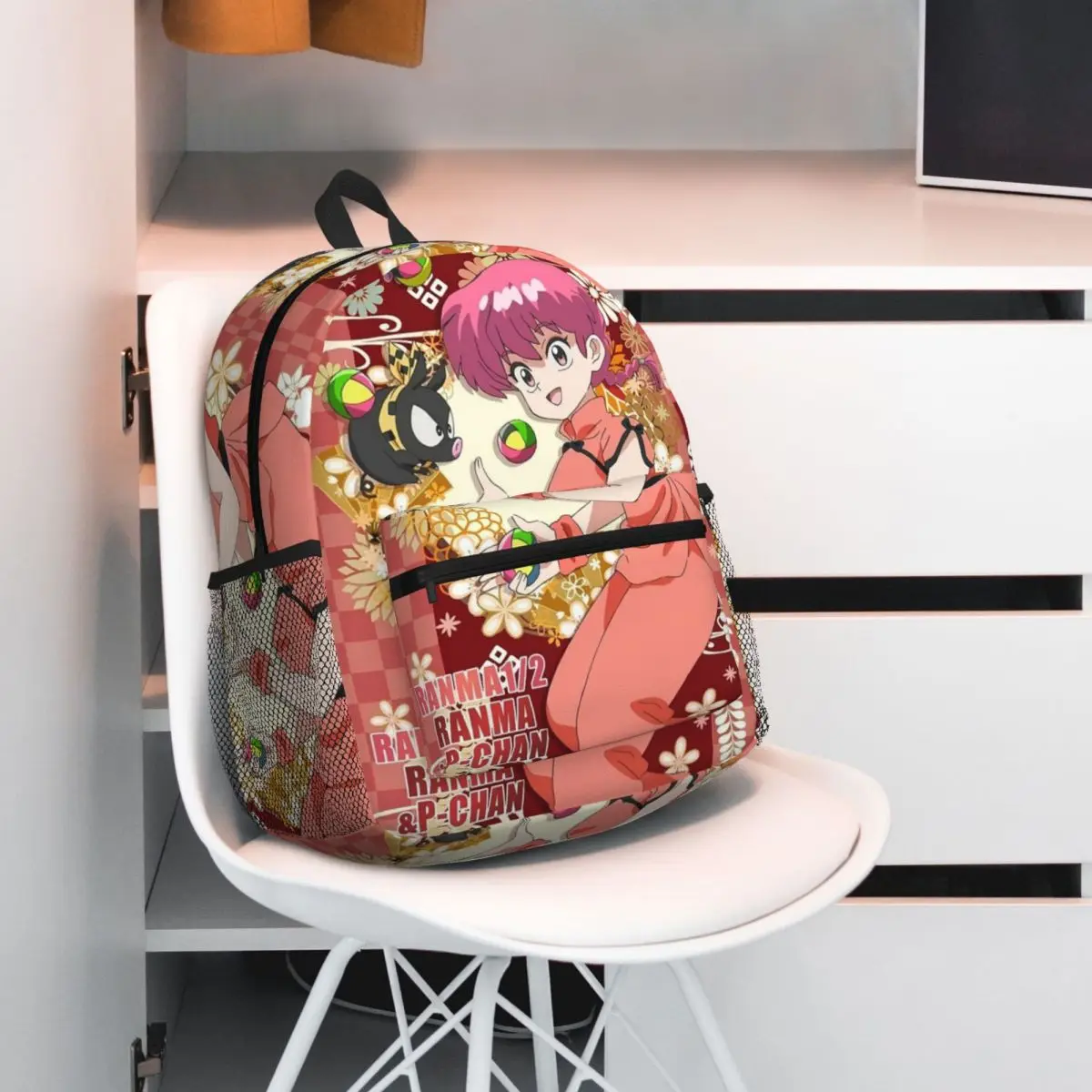 Ranma 1/2 Saotome Pig Girls حقيبة ظهر مدرسية للمشي لمسافات طويلة والسفر Daypack للبنين بنات موضة حقيبة الكتب حقائب الكتف