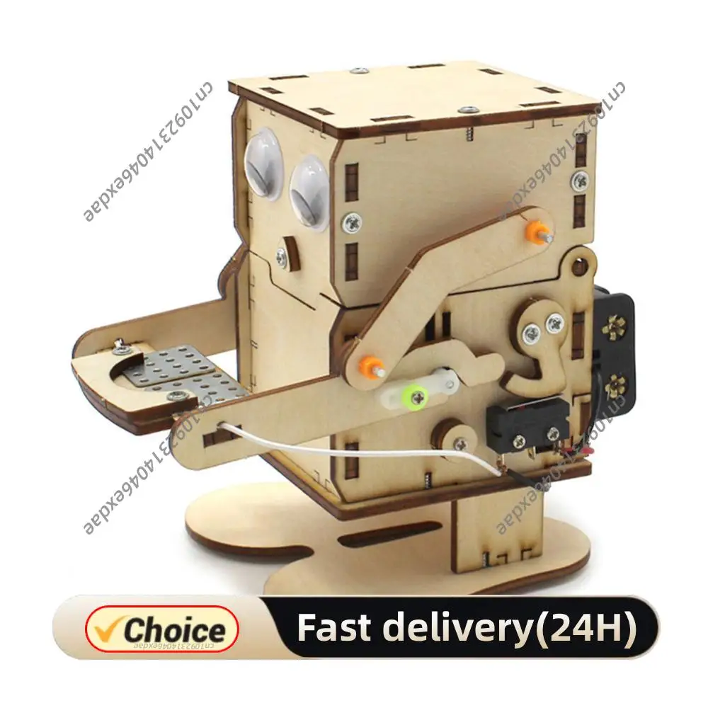 

Robot Eating Coin Wood DIY Model Teaching Learning Stem Project for Kid Science Education Experiment Education Toy Assemble Kit