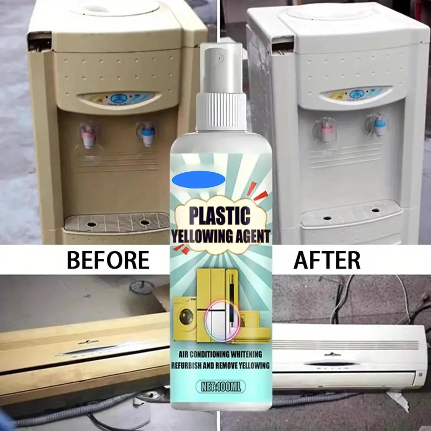 100ml Powerful Yellowing Remover Fast-Acting Air Conditioner Plastic Cleaner for Electronics Appliances Walls Floors Agent