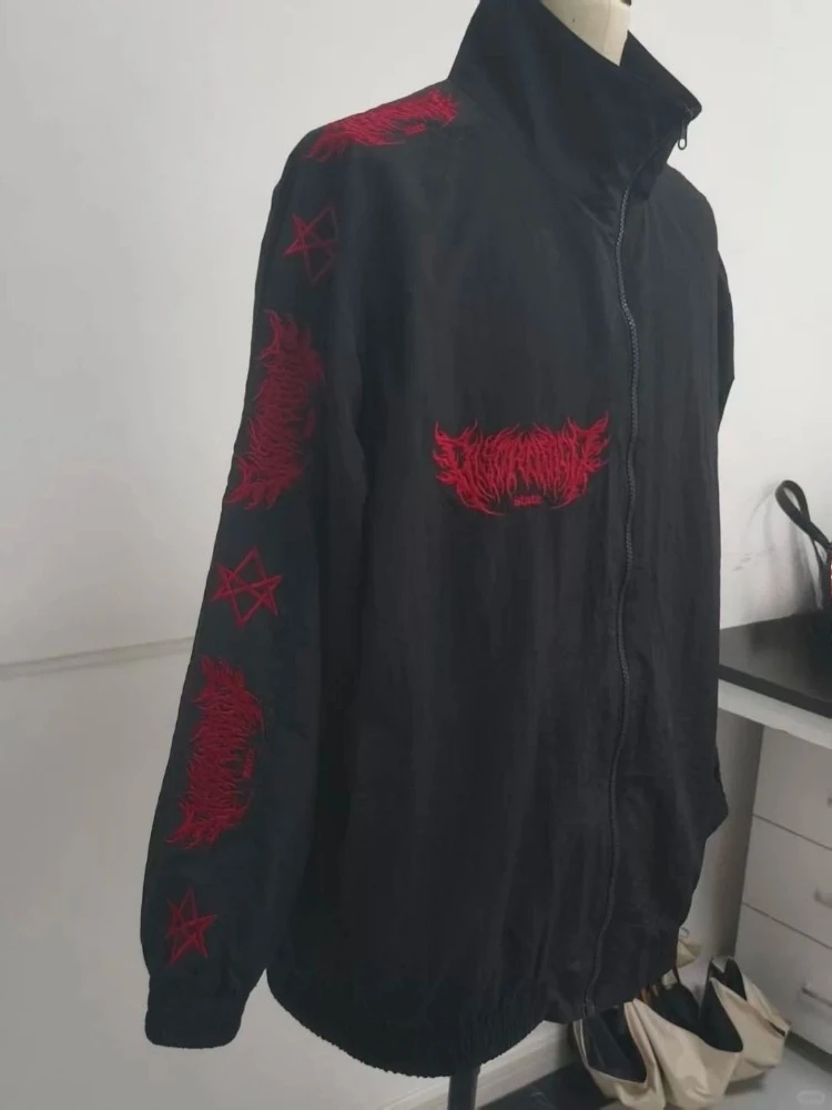 

Уличная одежда, повседневные толстовки с вышивкой, японские женские топы на молнии с воротником-стойкой, эстетические толстовки с карманами в стиле гранж Y2k