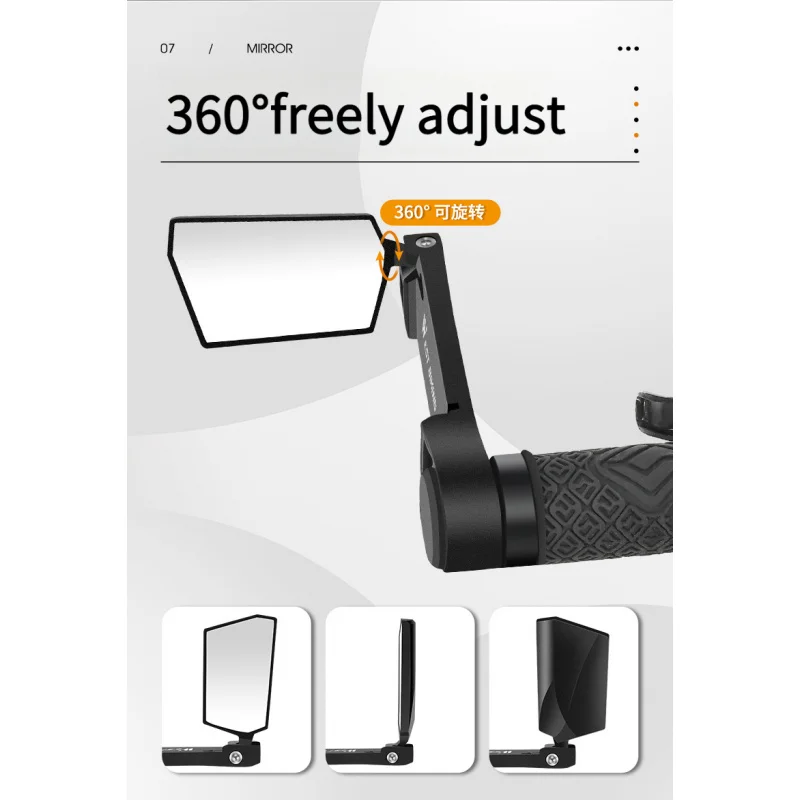

WEST BIKING Bike Rear View Mirror Foldable Alloy Vice Handle Cycling Bar Ends 360° Rotation MTB Bicycle HD Handlebar Rearview