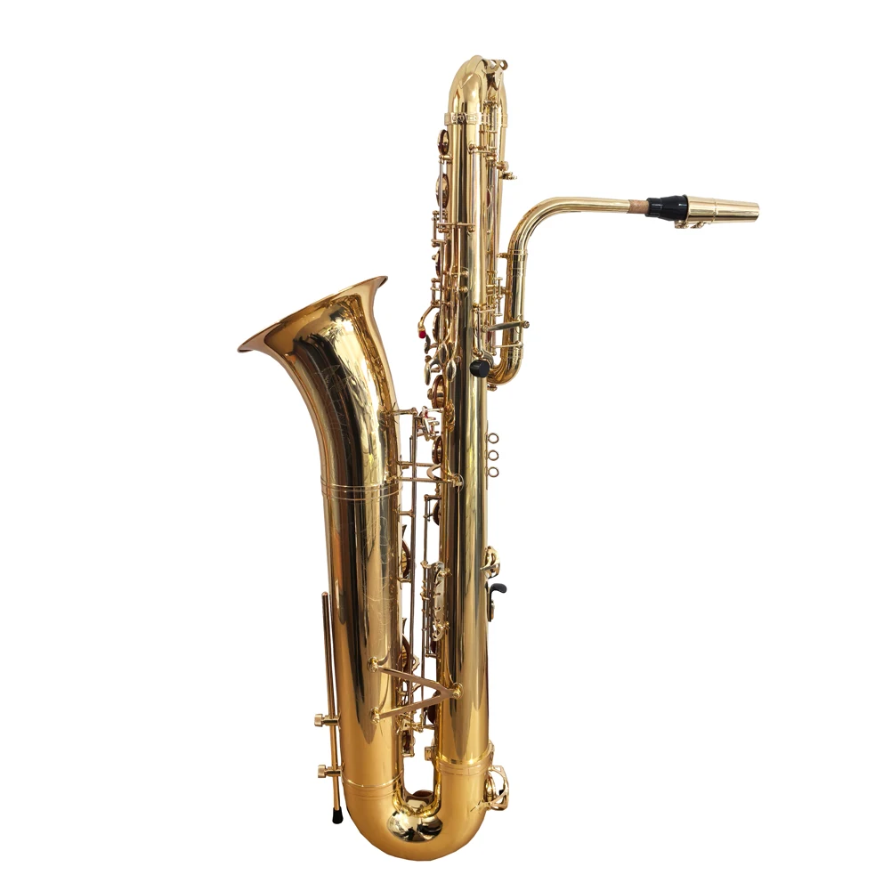 Eastern Music Bass Saxophone in Bb - Professional Grade with Gold Lacquer Finish