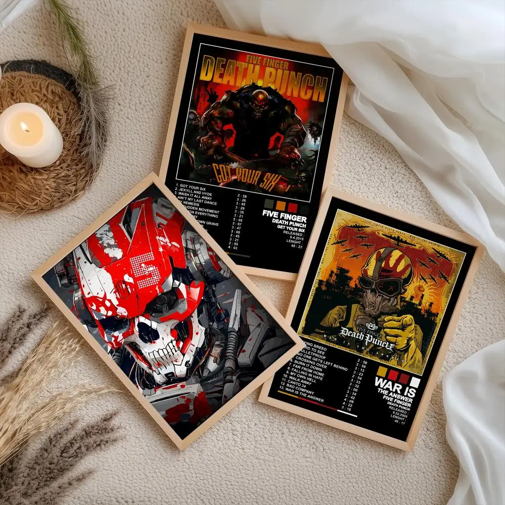 Music Five F-Finger Death Punch Poster Stickers Self-Adhesive Painting Mural Decor Wall Decals for Bedroom Living Room Home Gift