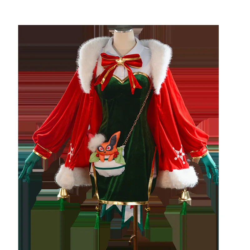 أنيمي تأثيري الشتاء Kyuhyosina تأثيري عيد الميلاد دور اللعب زي المعرض الهزلي غاسل فستان الأداء