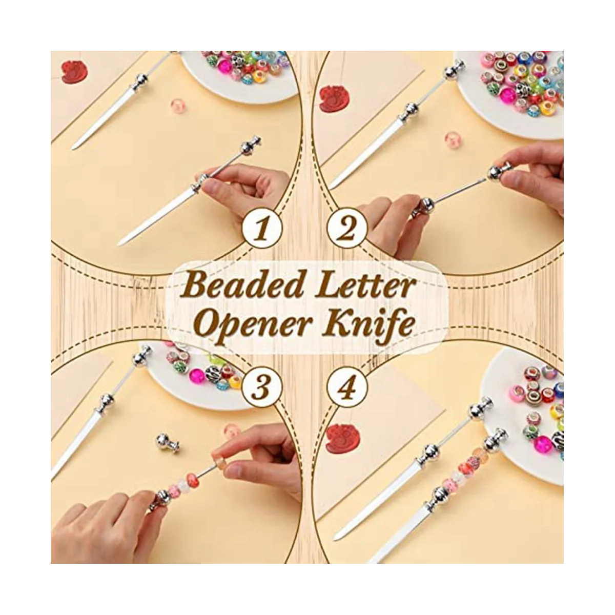 12 Pieces Letter Opener Metal Letter Opener Envelope Opener Knife Beadable Letter Opener( Not Included Beads)