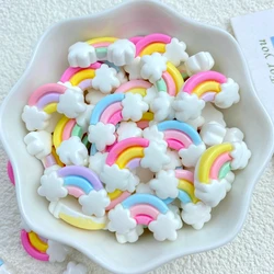 30Pcs New Cute Resin Mini Colorful Rainbow Series Flat Back Manicure Parts Embellishments For Hair Bows Accessorie