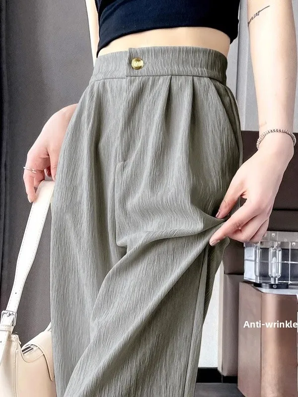 High Waist Slim Fit Straight Leg Casual Wide Leg Pants Women's Summer Thin Version Tailor Made Trousers for Young Girls