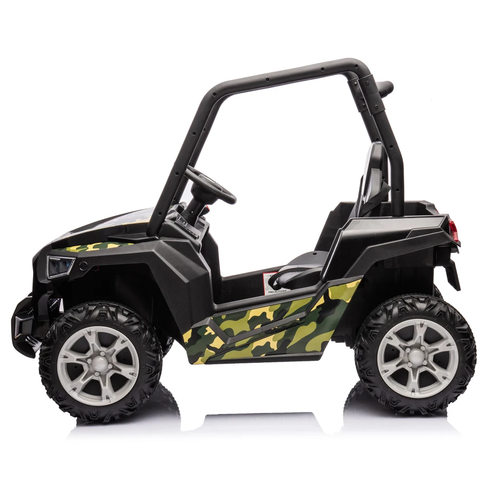 12 V Dual-Drive-Fernbedienung, elektrisches Kinder-Auto, batteriebetriebenes Kinder-Auto zum Aufsitzen, Camouflage-Grün, 4 Räder, Kinderspielzeug