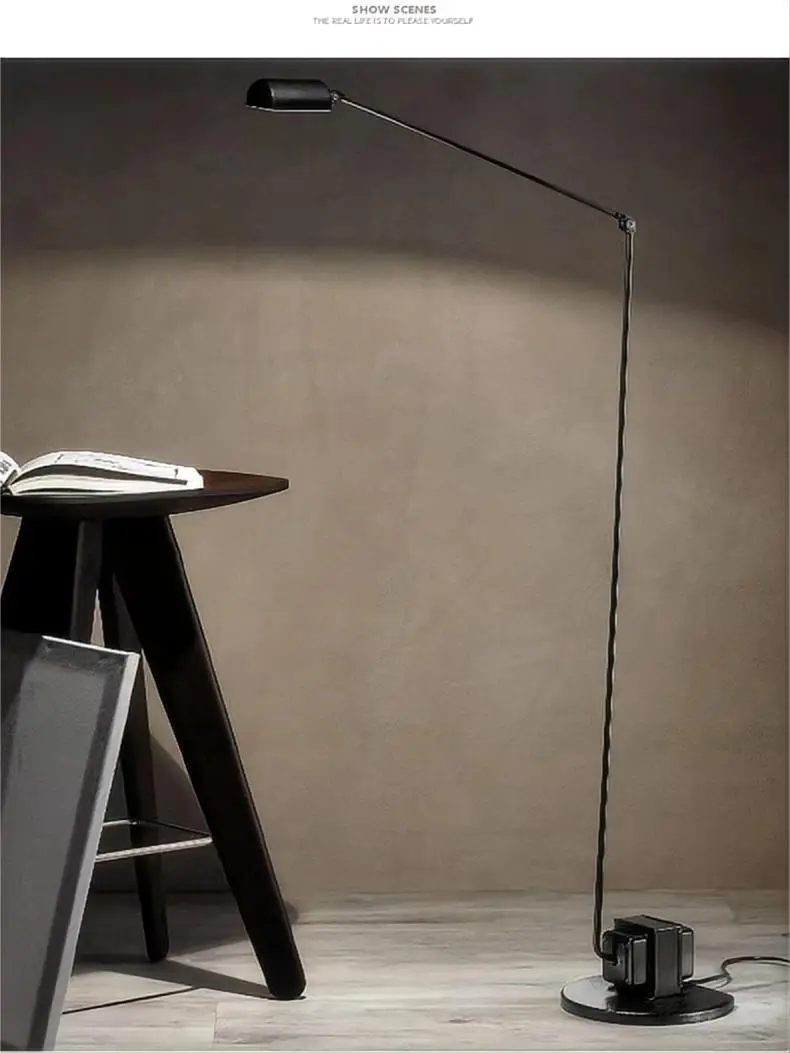 American Simple Motor Floding Arm Floor Lamp Classic Retro Living Room Study Studio Decorative Desk Lamp Bedroom Floor Light