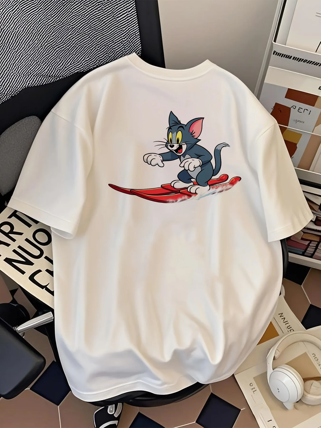 

Том и Джерри Графический принт Лето Осень Зима Хлопковые мужские и женские футболки с короткими рукавами Роскошный бренд для занятий спортом на открытом воздухе