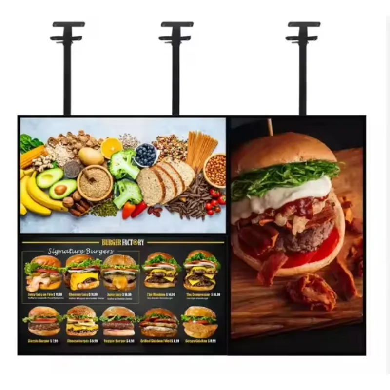 21,5 polegadas display digital restaurante pendurado placa de menu digital display lcd placa de menu digital