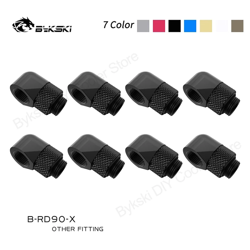 

4/8pcs Bykski B-RD90-X 90 Degree Fittings With Rotation Boutique Multiple Colour G1/4'' Water Cooling Commonly Used Fittings