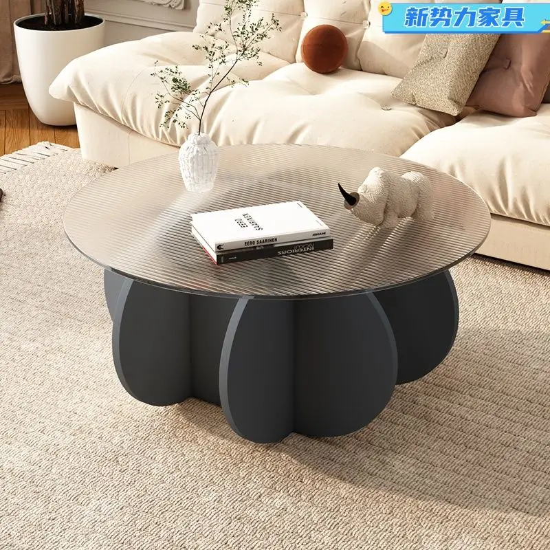 Glass light luxury modern coffee table living room home small apartment circular balcony table minimalist diameter 70 and 80cm