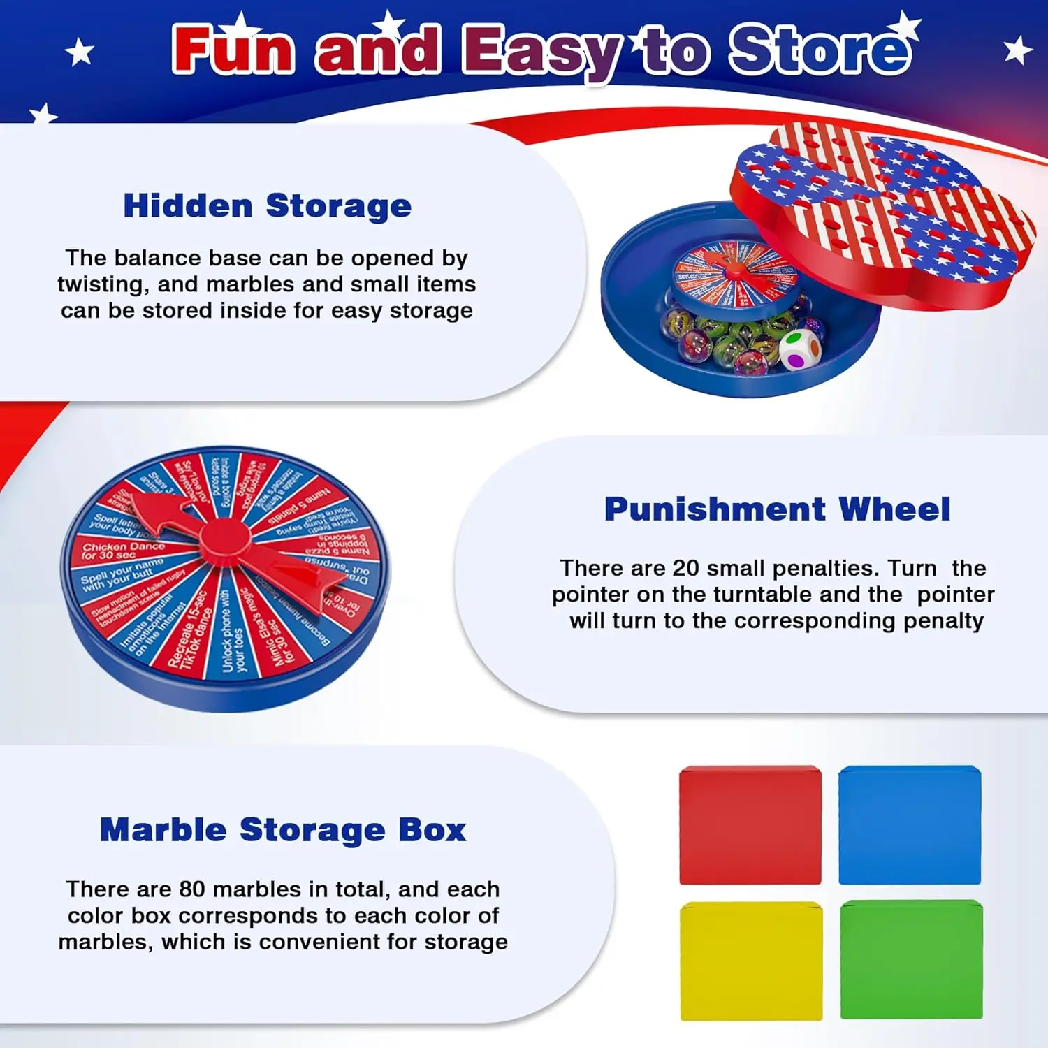 Juego de mármol Wobble Balance: 80 canicas de colores, dados, tablero de ajedrez, tocadiscos, cartas de desafío, divertido juego de mesa familiar para niños A