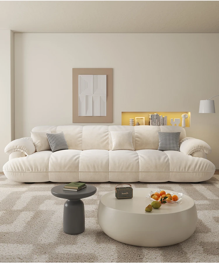 

Cream Wind Cloud Sofa Puff Modern Simplicity, Light Luxury, Lazy Straight Row Small Unit Elephant Ear Skin Feel Plush