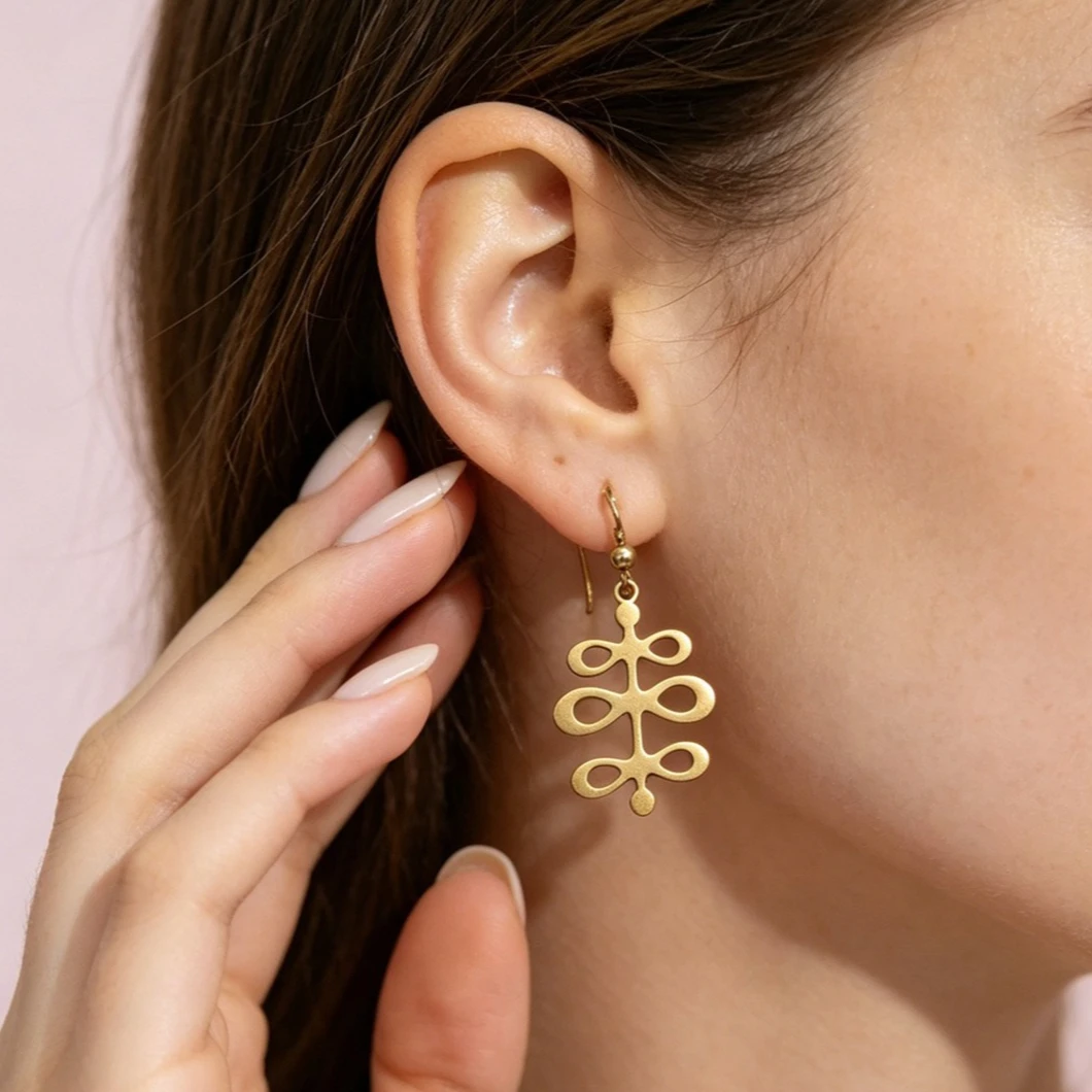 Minimalist Abstract Twig Leaf Earrings for Women Stainless Steel Dangle Earring Fashion Nature Aesthetic Jewelry New