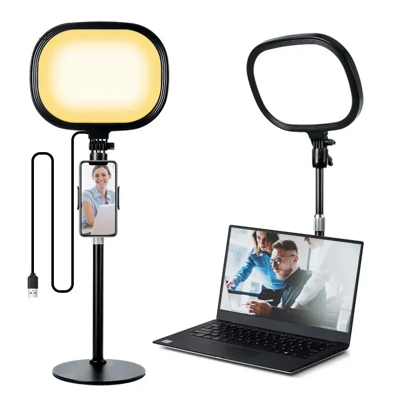 Ledring Live Fill Light 5 Kleuren Videoconferentielicht Selfie Fotografie Zacht Vierkant Schoonheid Vullicht Op Volledig Scherm