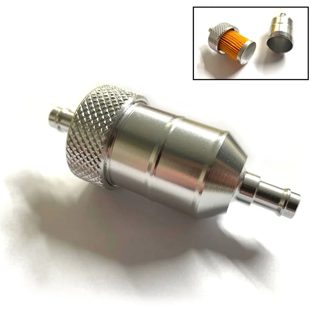 

Motorcycle Filter 8MM Aluminum Alloy Inlne FUEL Filter With 4 Clips Oil Pipe Inline Fuel Filter Motorcycle Moped Silver For ATVs