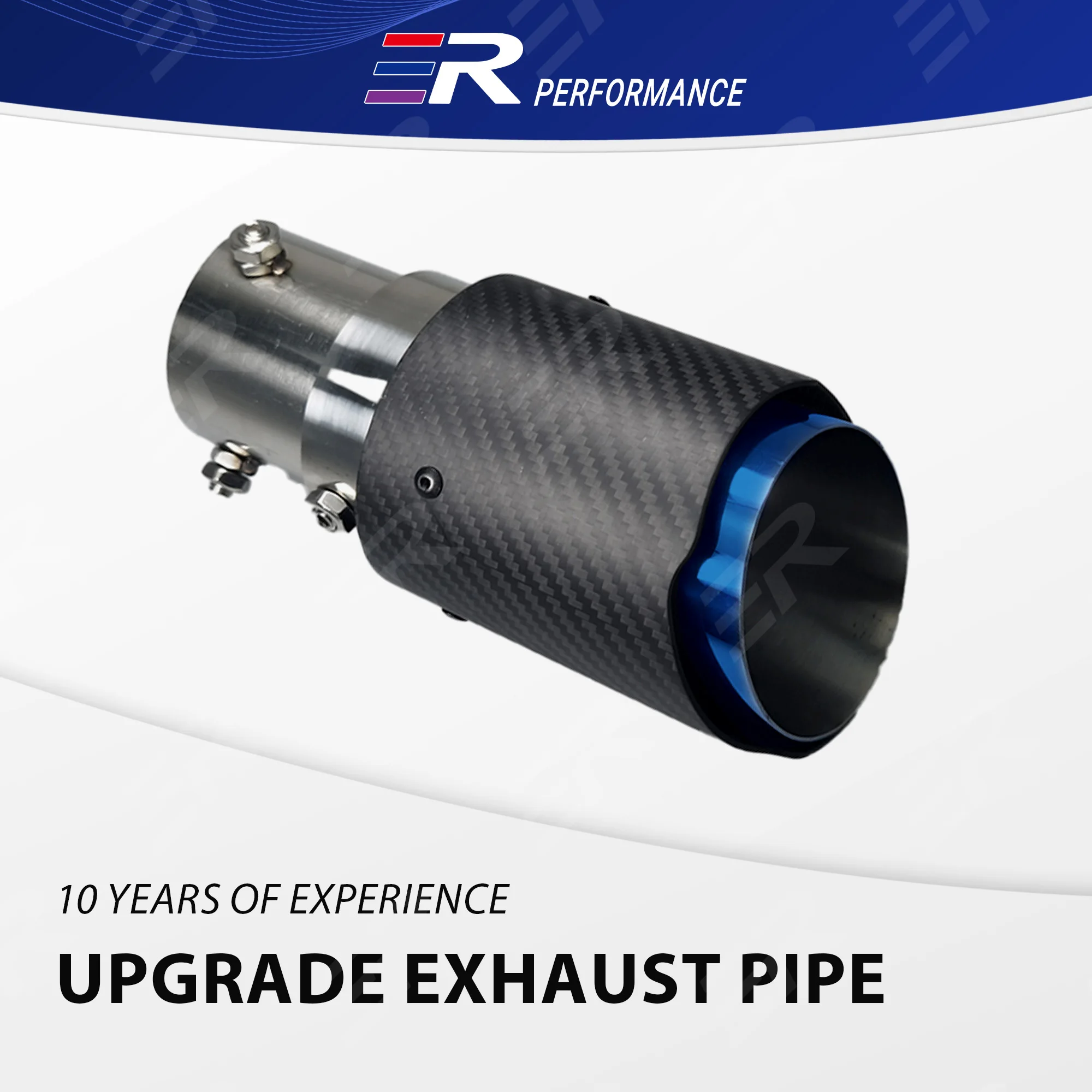 

1PCS Real carbon fiber Exhaust Tip Adjustable 38-54mm inlet Angle Blue stainless steel automobile muffler pipe modification