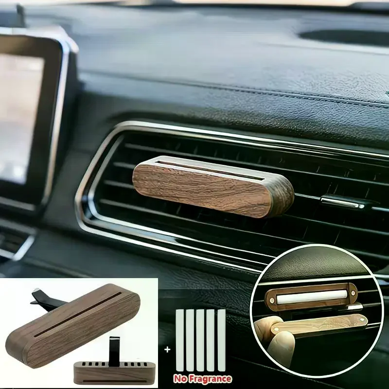 Car Air Vent Diffuser Refillable, Car Fragrance Clip Diffuser, Car Aromatherapy Diffuser Long-Lasting Home Fragrance Wood