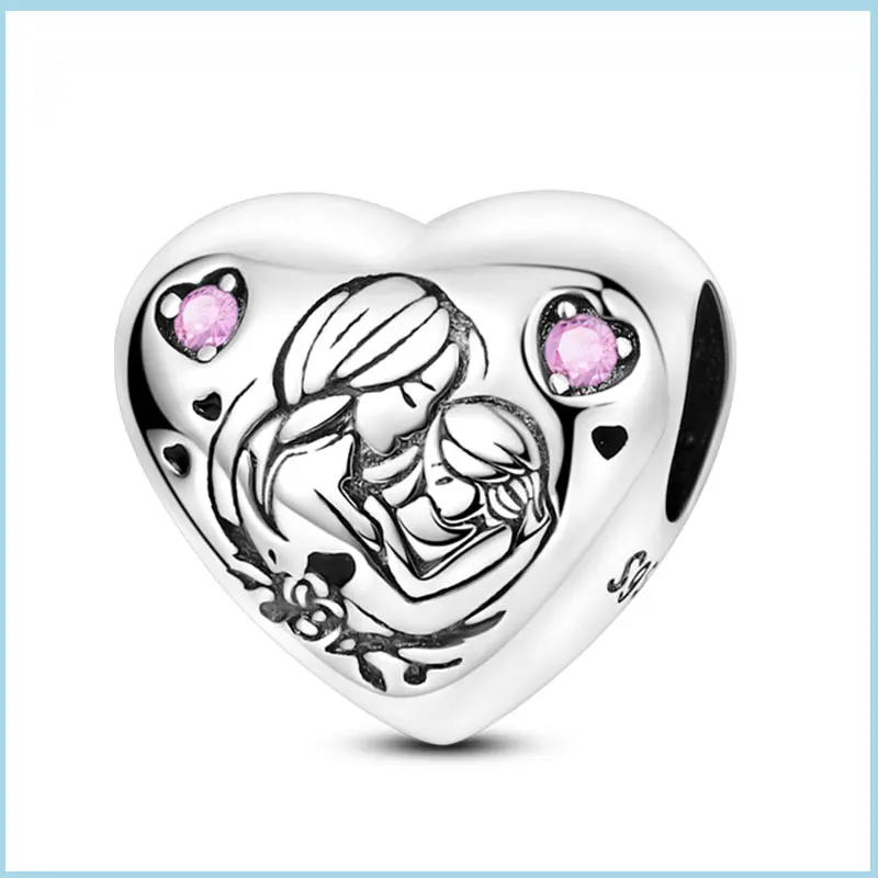 

925 Sterling Silver Mother And Daughter Embrace Love Charm Beads Fit Original Bracelets Necklace Women Jewelry Girlfriend Gift