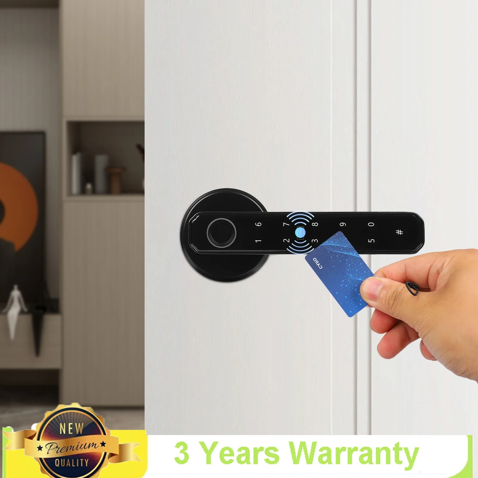 Fingerprint Door Lock Set W/ Password Anti Spying Function & Multiple Opening Methods,Black Smart Door Handles for Homes,offices