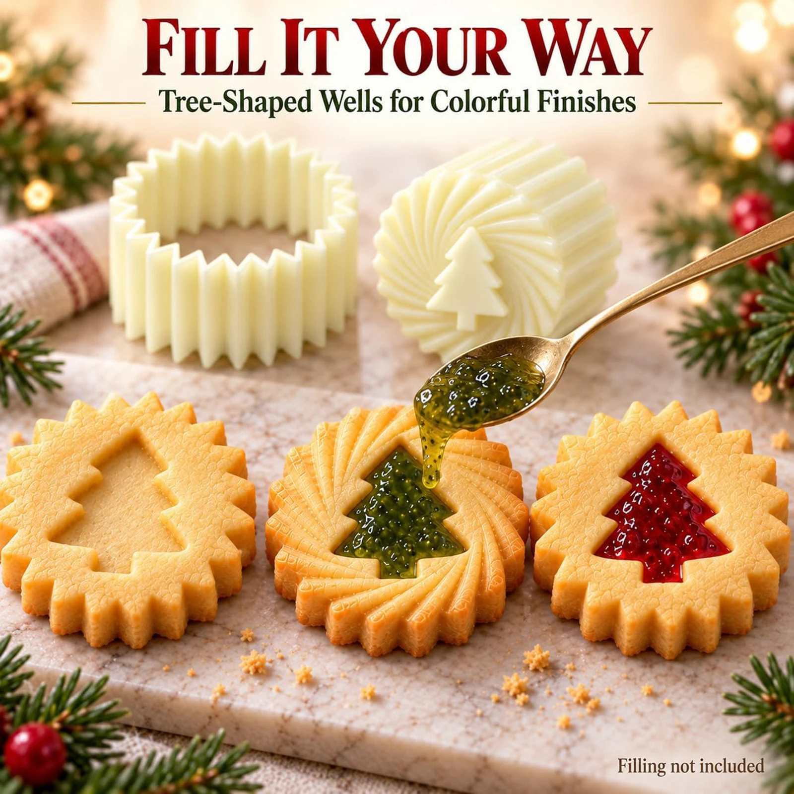 2-in-1 Cookie Stamp Double-Sided Pastry Press Baking Tool ABS Round