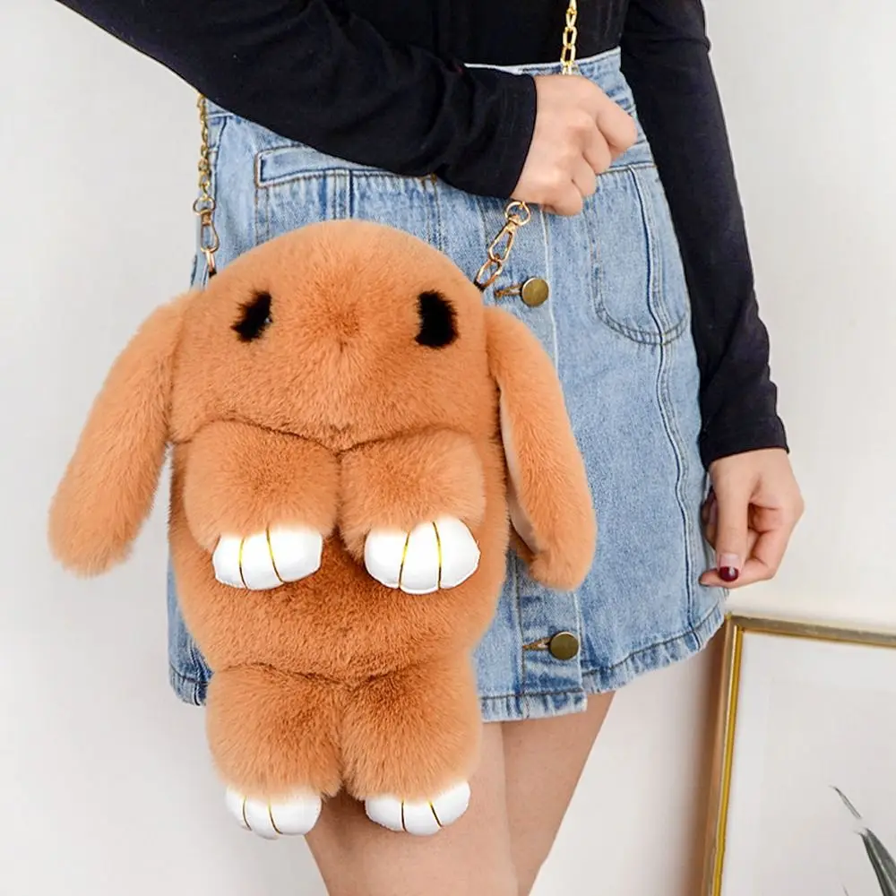 Dead Rabbit Bag Rabbit Bag Diagonal Cross Chain Rabbit Bag Imitation Otter Rabbit Bag Plush Bag One Shoulder Two Shoulder Bag