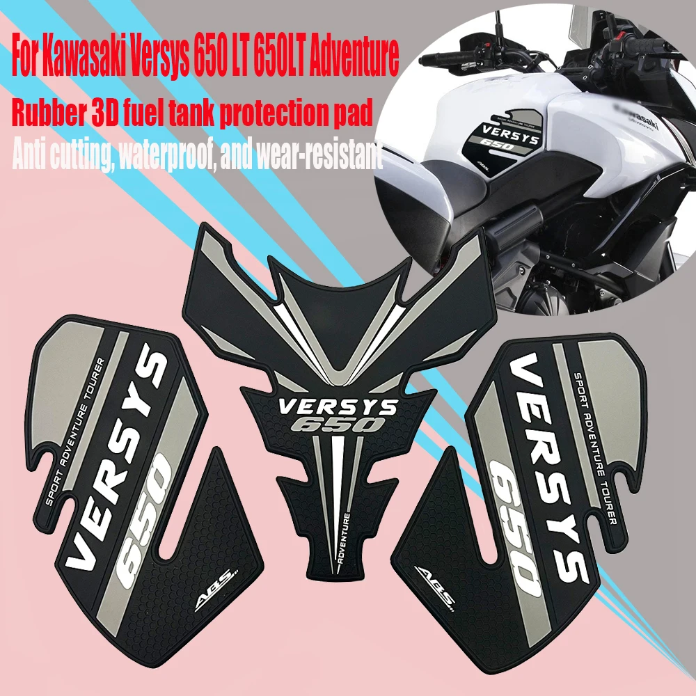 

3D rubber fuel tank protective pad luggage gasoline fuel kit knee protector For Kawasaki Versys 650 LT 650LT Adventure Touring