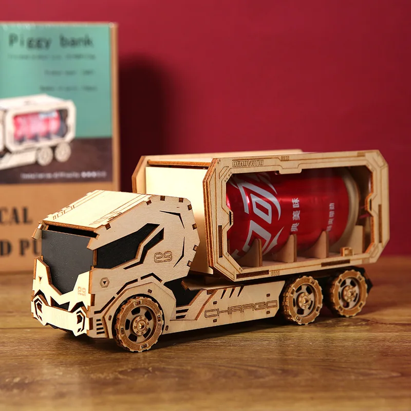 

3D Wooden Truck Tanker & Motorcycle Puzzle - DIY Creative Craft Toy Non-Toxic Eco-Friendly Easy to Assemble Kids Educational Toy