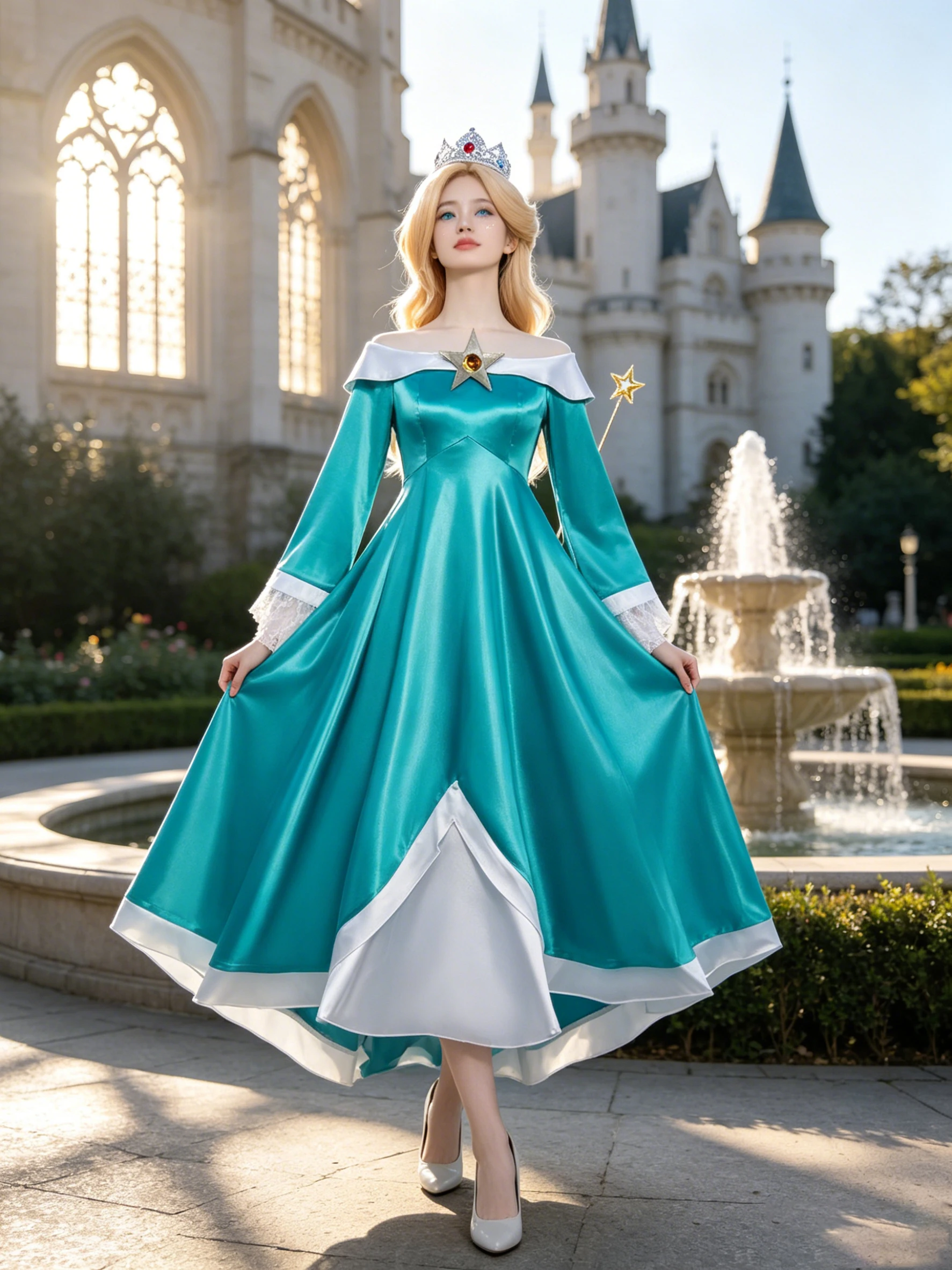 Anime Galaxy Princess Cosplay Costume Blue Long Dress Elegant Party Outfit Women Halloween Role Play Wear view 5