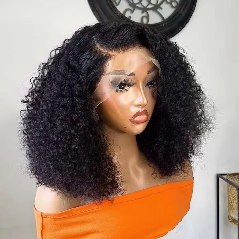 13x6 Lockige Bob-Perücke 250% Echthaar 13x4 Lace Frontal Perücke Vorgezupfte Klebefreie Tieflockige Bob-Perücke Echthaar 7x5 Lace Closure Perücke