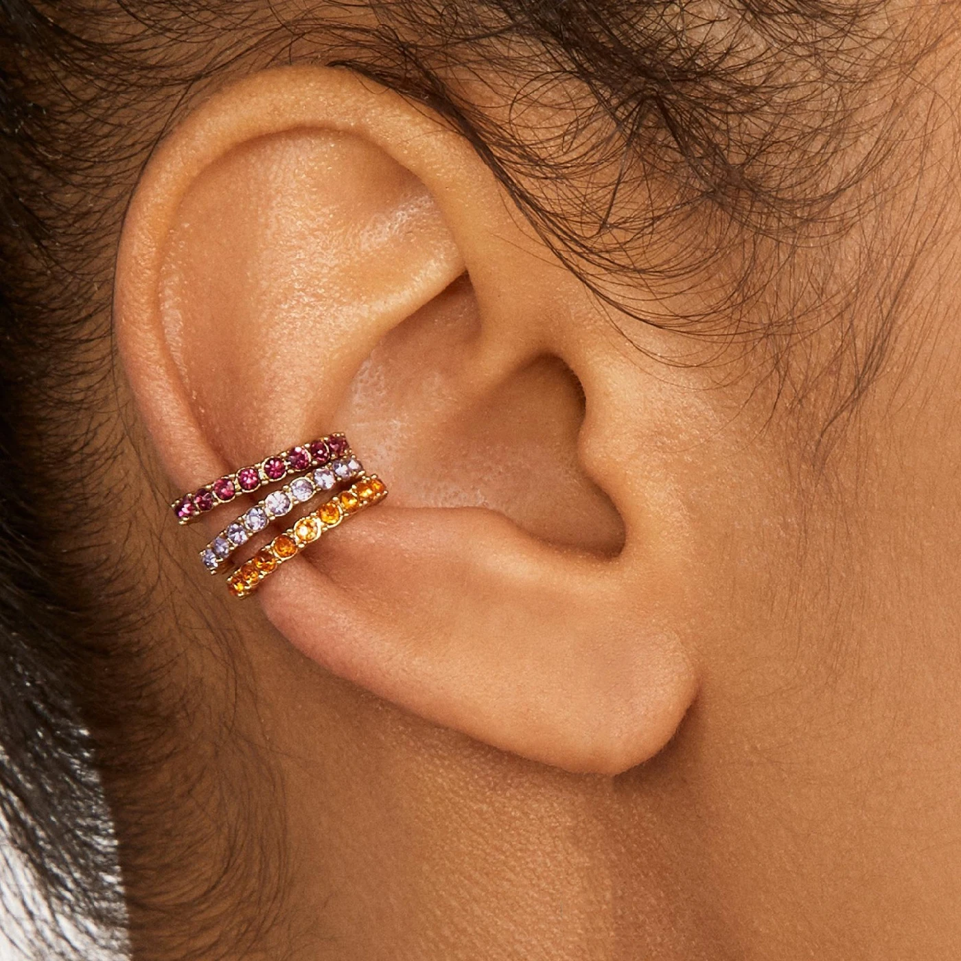 

6 Pcs/Set Ear Bone Clips Women's Cool Bling Ear Cuff inlaid with Rhinestones Trendy Colors Exquisite Jewelry Accessory Gift